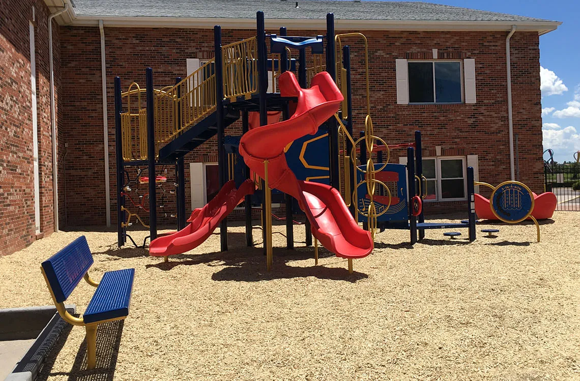 Playground area at Lotus School in Fox Lake, Illinois 